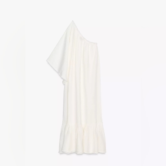 Zara ZW Collection 100% Linen Asymmetric Dress - Picture 5 of 7